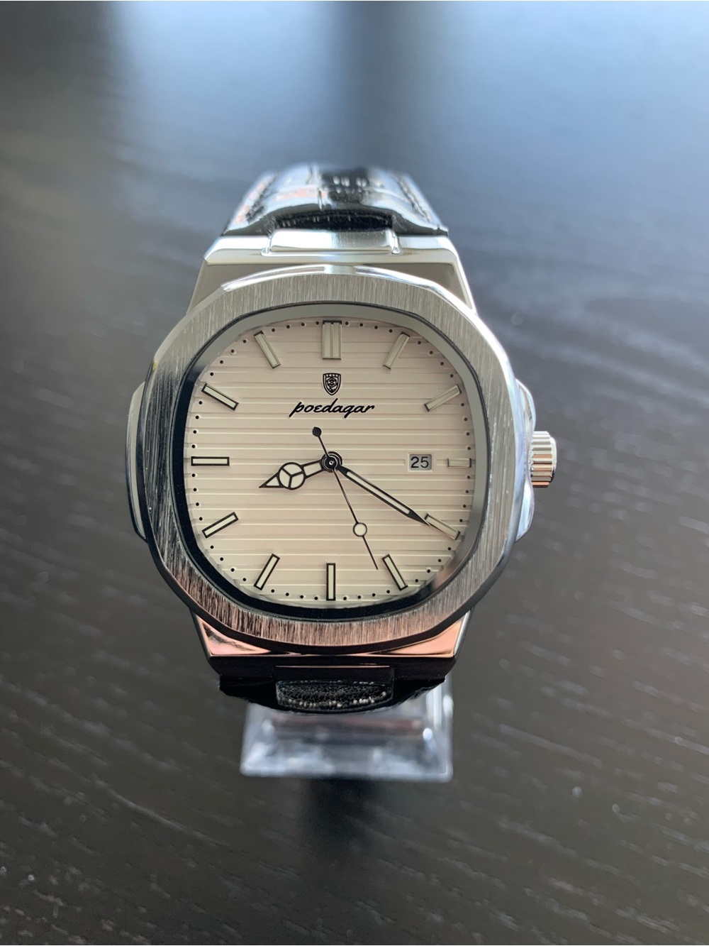 Nautilus Style Stainless Steel Watch - White Dial with strap